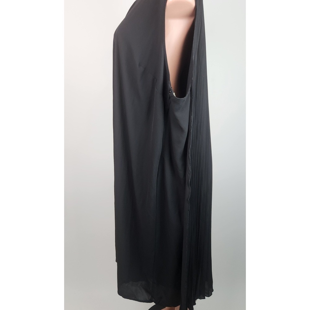 Catherines 30W Black Pleated Sleeveless Midi Dress Plus Size Women's - Picture 4 of 5
